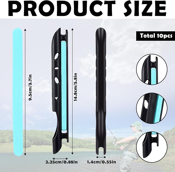 10 Pack Fishing Clip-on Line Holder Tenkara Line Rod Storage Keeper Clip on Tenkara Winder Portable Rod Mounted Spooler for 2.7m Rods Fishing Equipment Accessories Gift for Men
