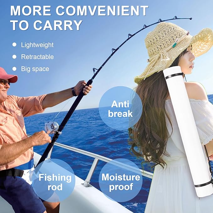 DEWEL Poster Tube, Waterproof Poster Holder Plastic Expandable Poster/Art/Document Storage Tube 24.5" to 40", Adjustable Poster Storage Blueprint Holder with Carrying Strap (White-Large Size)