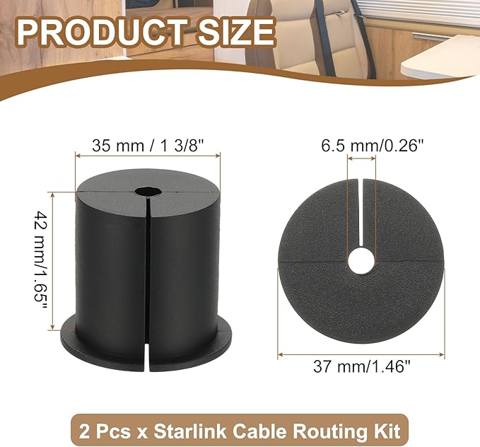 PATIKIL Wall Grommets for Cables 1-3/8", 2 Pcs Cable Routing Kit Silicone Hole Grommet Feed Through Bushing for Ethernet Accessories with 0.26" (6.5mm) Hole, Black