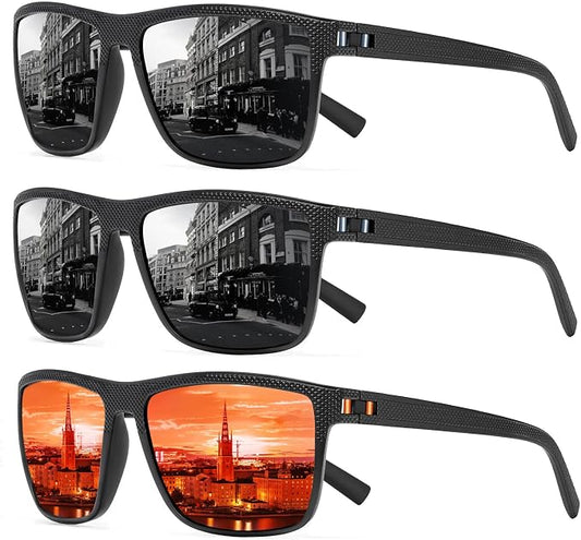 Square Polarized Sunglasses for Men and Women Lightweight Frame Sun Glasses with UV Protection