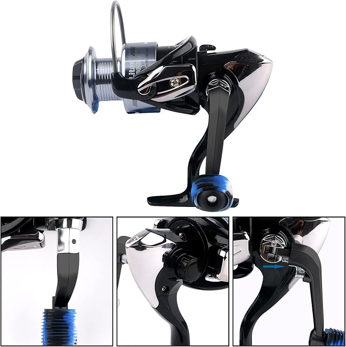 Fishing Reel Replacement Handle with Knob Covers, Spinning Casting Baitcaster Reel Grip Parts Universal Rocker Arm Non-Slip Rubber Sleeve
