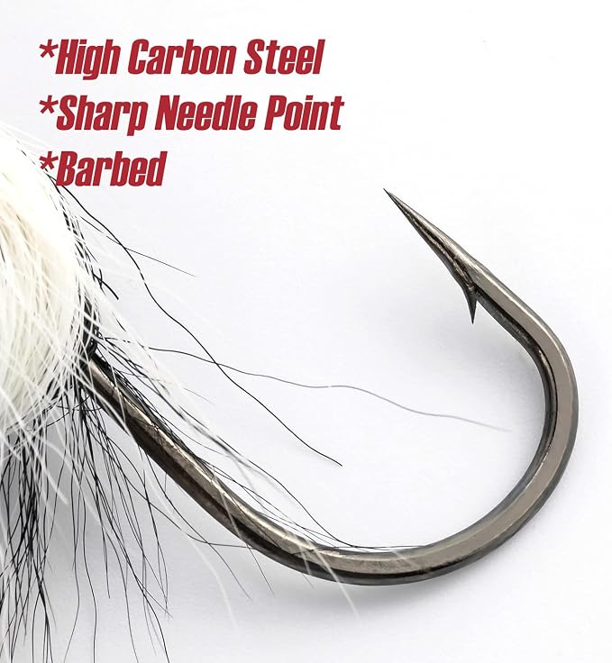 Dr.Fish 3 Pack Bucktail Jig Lure Hair Jig Saltwater Freshwater Lures Surf Fishing Bass Flounder Striper Bluefish Halibut Redfish