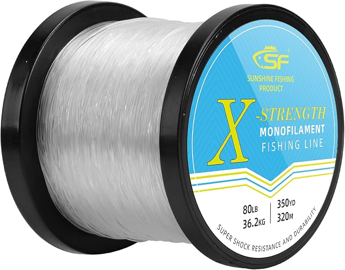 SF Monofilament Fishing Line Premium Spool X-Strong Mono Nylon Material Leader Line for Saltwater Freshwater 8/10/12/15/20/25/30/40/50/60/80/100LB