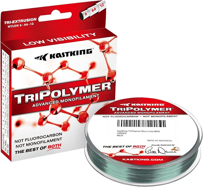 KastKing TriPolymer Advanced Monofilament Fishing Line, Low Light Refraction, Super Smooth, Highly Abrasion Resistant, Triple Cross Head Extrusion Process Fishing Line