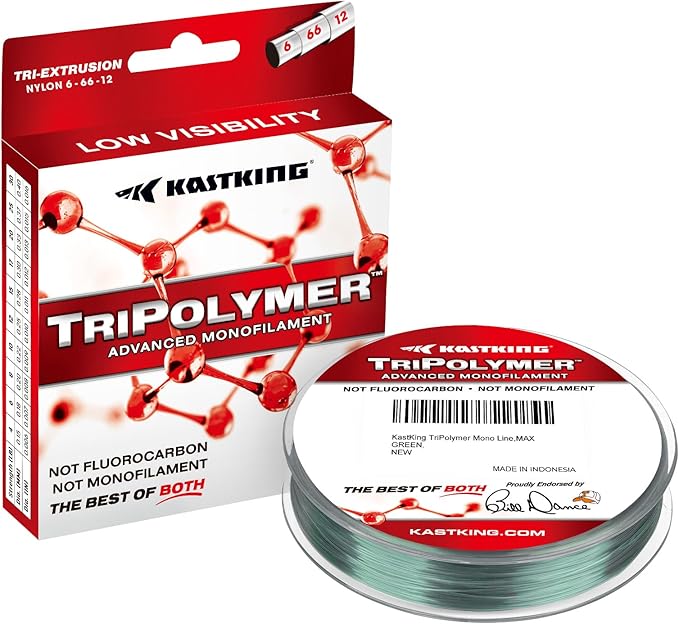 KastKing TriPolymer Advanced Monofilament Fishing Line, Low Light Refraction, Super Smooth, Highly Abrasion Resistant, Triple Cross Head Extrusion Process Fishing Line