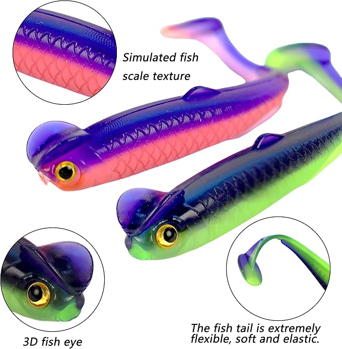 Paddle Tail Swimbaits,Soft Plastic Fishing Lures Swim Baits for Bass Fishing,30/50pcs with Box,Soft Plastic Swimbaits for Bass Trout Crappie Lures Kit for Saltwater Freshwater