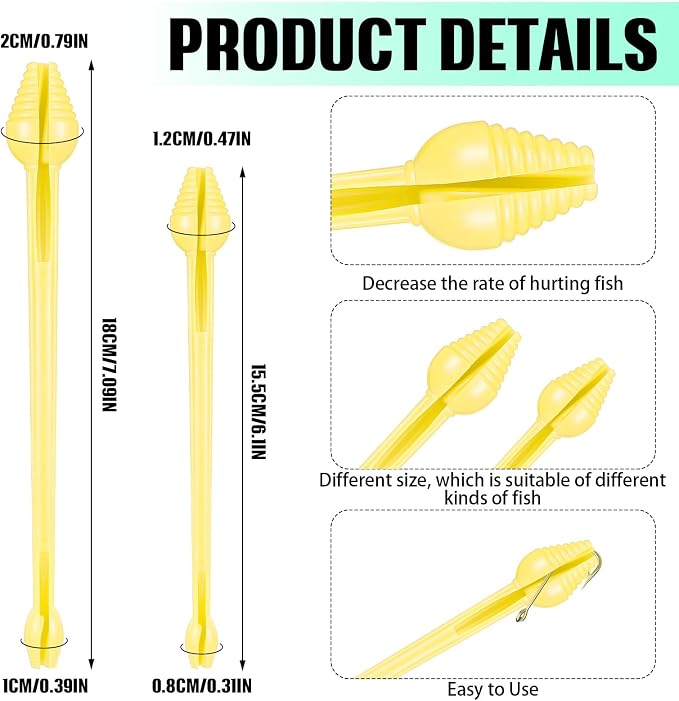 RoundFunny 6 Pcs Fish Hook Remover Tool Plastic Snelled Hook Disgorger Portable Unhook Extractor Tool for Fishing Gear Accessories