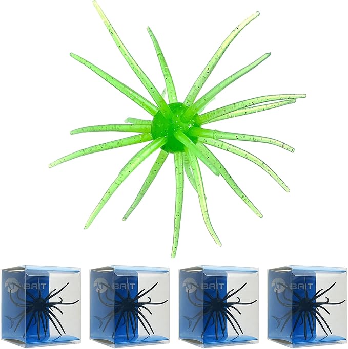 4Pcs Floating Sea Urchin Soft Lure | Tentacle Creature Lure, 4.33" & 3.54" TPR Finesse Baits, 5 Colors, Ideal for Bass Fishing with Drop Shot, Wacky Rig, Neko Rig