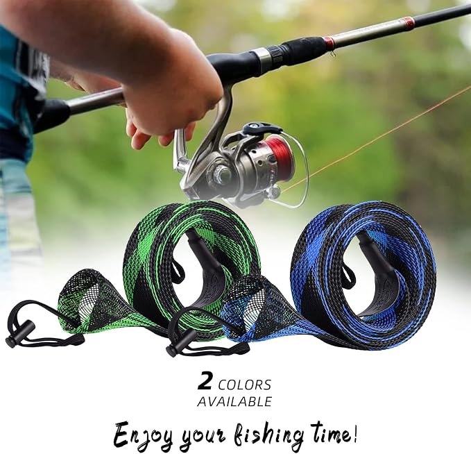 SF Fishing Rod Sock Fishing Rod Sleeve Rod Cover Braided Mesh Rod Protector Pole Gloves Fishing Tools for Spinning Fishing Rod,Casting Rod,Musky Rod, Ice Rod, Fly Rod, Spey Rod