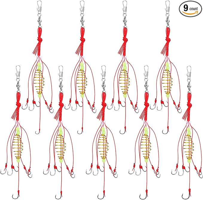 Teenyyou 9 Pack Carp Fishing Baits Hooks with Fishing Spring Carp Feeder Lure Trap Hook 6#-14# Full Size Bait Tackle