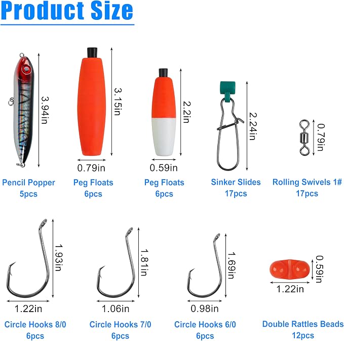 AGOOL Catfish Rig Making Kit Catfishing Tackle Accessories Fishing Bait Rigs Catfishing Equipment with Fishing Bobbers Catfish Floats Catfish Hooks Swivels Fishing Rattles Bells Sinker Slide