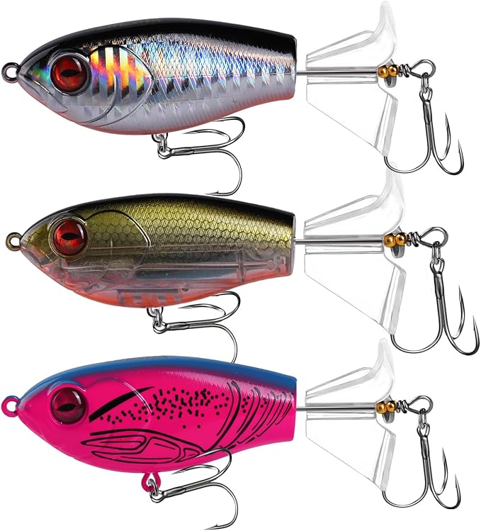 Fishing Lure Kit, Bass Fishing Lures with Lifelike 3D Eyes, Top Water Bass Fishing Lures for Freshwater and Saltwater, Ideal Bass Fishing Kit and Teaser Gift for Men