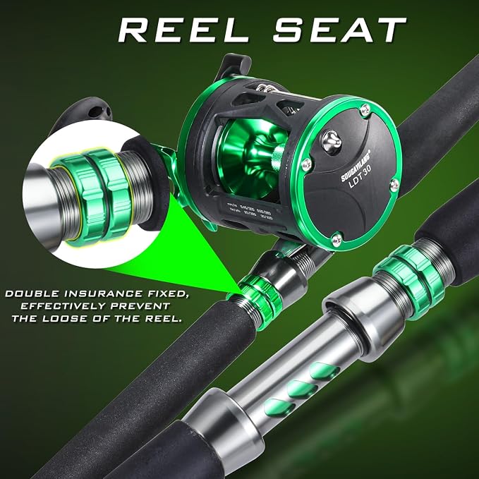 Sougayilang Catfish Rod and Reel Combo, 2-Piece MH Conventional Reel Fishing Combo, 25 lb Carbon Drag for Large Flathead and Blue Catfish, Saltwater-Ready for Salmon and Steelhead Bottom Fishing
