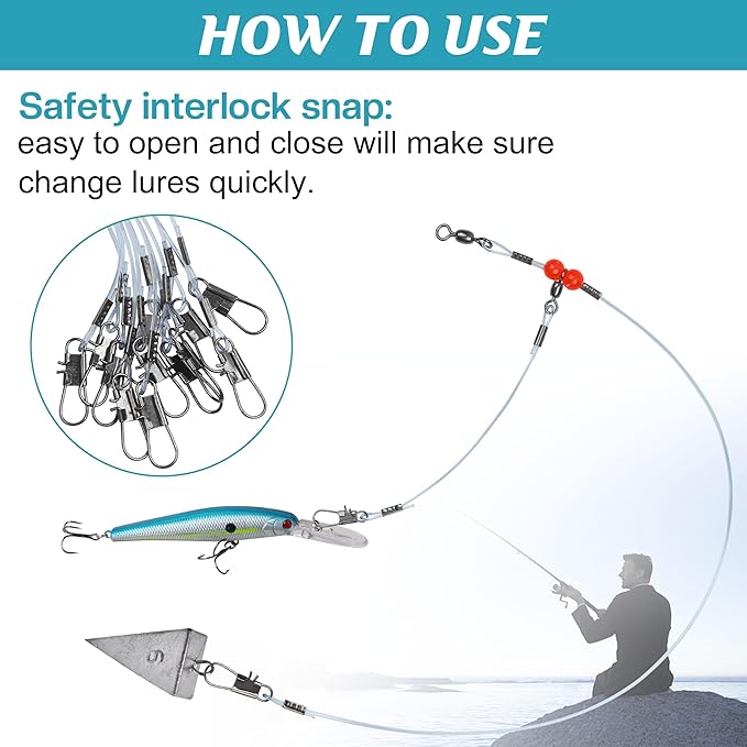 Fishing Leaders Saltwater Tackle Rig Surf Fishing Rigs with Swivel Snaps High Strength Wire Leader Bottom Rigs Fishing Gear Equipment for Lures Bait Hooks