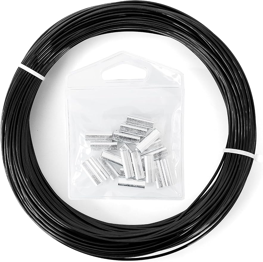 BLUEWING 50/100yd Outrigger Line Rigging Kit Mono with 20pcs/40pcs Aluminum Sleeve Crimps and 1.9mm 400LB Test Monofilament Fishing