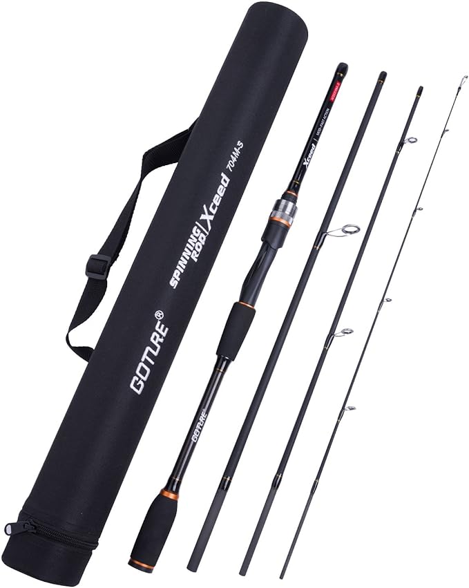 Goture Travel Fishing Rods, 4 Piece Fishing Pole with Case/Bag, Casting/Spinning Rod,Ultralight Fishing Baitcasting Rod 7ft for Saltwater Trout, Bass, Walleye, Pike
