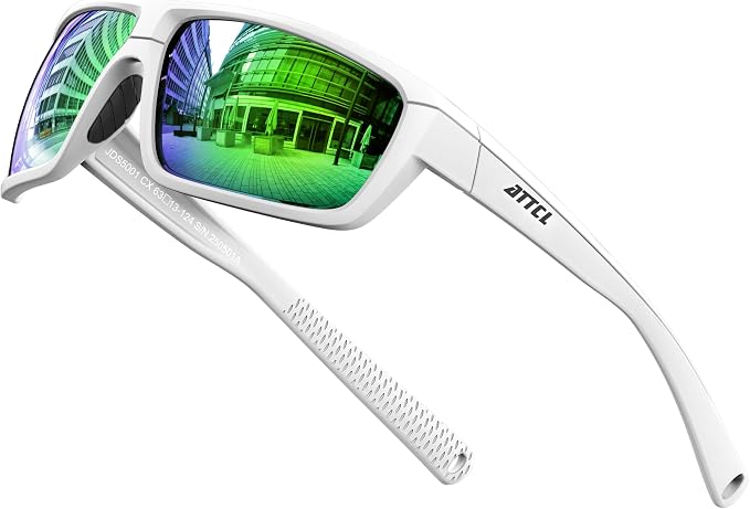 ATTCL Polarized Sunglasses Men for Fishing: UV Protection Lightweight TR90 Sports Wrap Sun Glasses Driving Golf Running