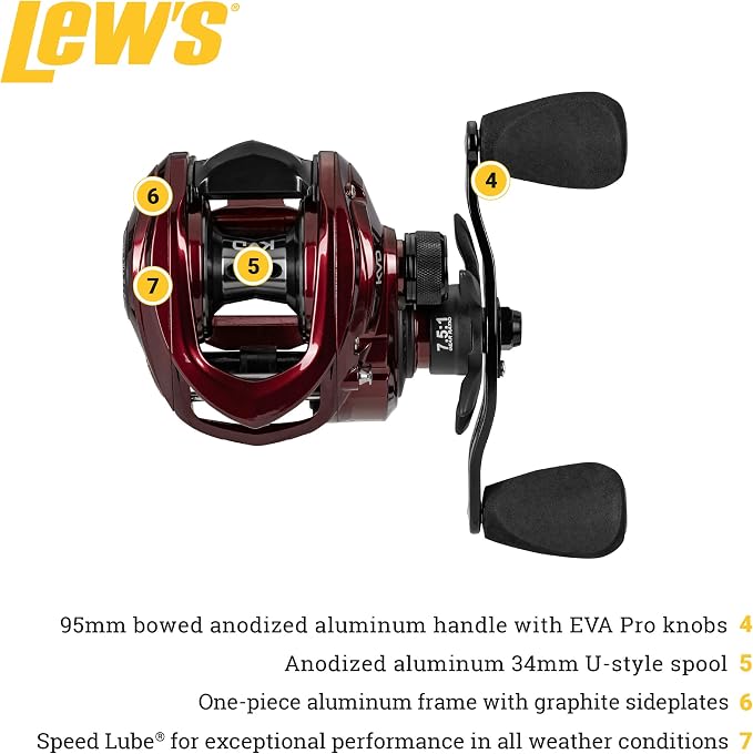 Lew's KVD Baitcast Fishing Reel, Aluminum Frame, Premium 10 Stainless Steel Ball Bearings