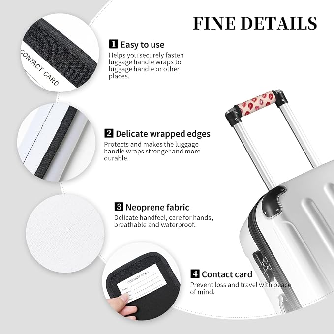 Lips Kiss (2) for Luggage Handle Wraps 2 Pack,Suitcase Handle Covers, Travel Bag Handle Grip Cushion for Suitcases