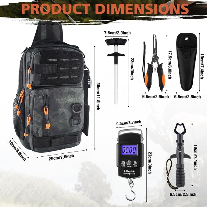 Hikary Fishing Backpack with Tackle Boxes,Fishing Tool Kit,Lightweight Outdoor Water-Resistant Fishing Shoulder Bag with Rod Holder Fisherman Gift Saltwater Freshwater