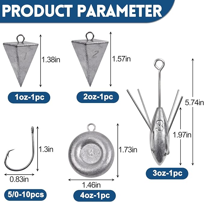Surf Fishing Tackle Kit Surf Fishing Rigs Double Hook Bottom Rigs Hi-Lo Rig Fishing Leader Rig Pier Fishing Catfishing Bottom Fishing Beach Ocean Saltwater Fishing Rigs