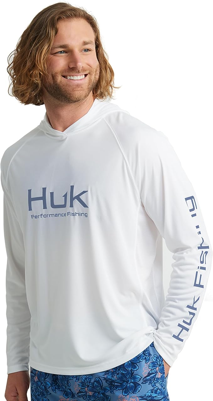 HUK Mens Pursuit Vented Long Sleeve Hoodie, Fishing Shirt with Hood