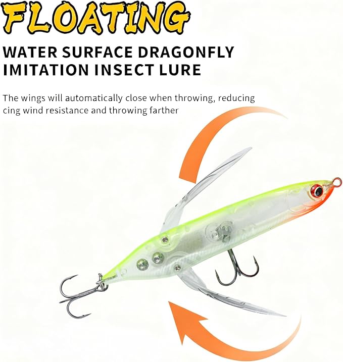 opwater Crawler Walks On Water Dragonfly Big Bass Blow Ups Great Fishing Gift Great for Freshwater Fishing