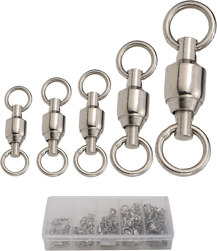Saltwater Ball Bearing Swivel Set, Fishing Snap Swivels Heavy Duty Big Game Fishing Tackle Spinner Connector