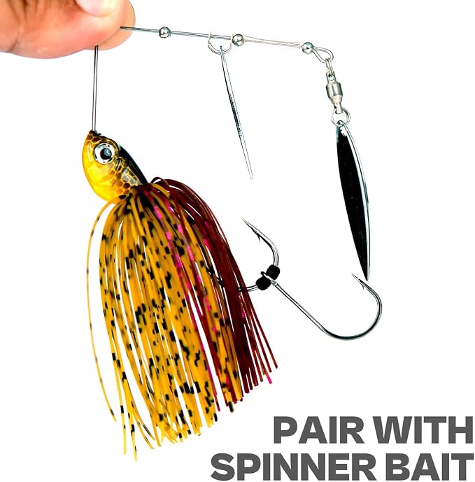 50pcs Trailer Fishing Hooks for Short Strikes – 1/0, 2/0, 3/0 with Beads - Pair with Spinnerbait, Flipping Jig, Jig Head etc.