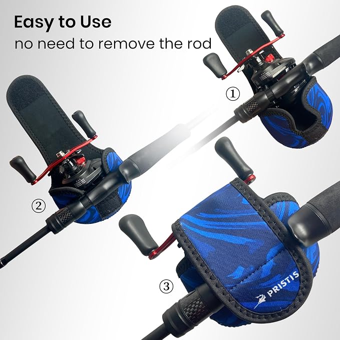 Pristis Baitcasting Reel Cover for Bass Fishing, Thick Neoprene Baitcaster Reel Protection Cover, Protective Casting Reel Sleeve, Durable Fish Spool Storage Wrap Case Gear, Fits Most Series