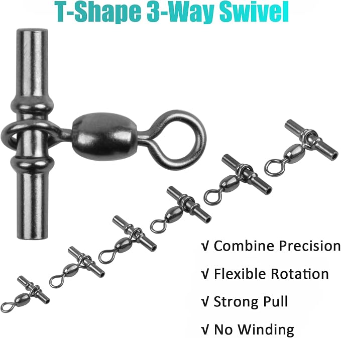 Sleeve Swivels Fishing Cross Line Swivels 3 Way Swivels Fishing Three Way Crimp Swivel Heavy Duty Brass Triple Swivels Saltwater Fishing Tackle