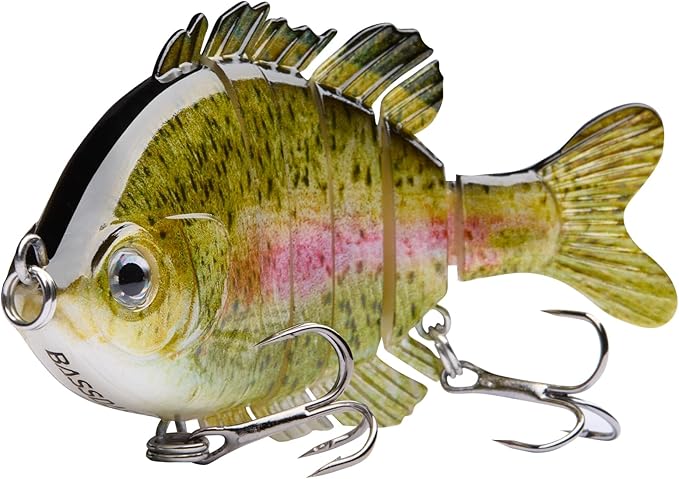 BASSDASH SwimPanfish Multi Jointed Panfish Bluegill Swimbaits Hard Topwater Bass Lures Fishing Lure Crank Saltwater 3.5in/0.85oz