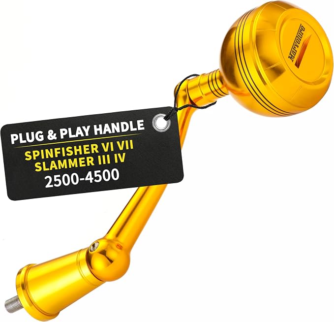 Foldable Power Handle for Penn Spinfisher VI VII Slammer III IV (Not for Spinfisher Long Cast/V/SS) (Gold, Slammer/Spinfisher 2500-4500 Thread)