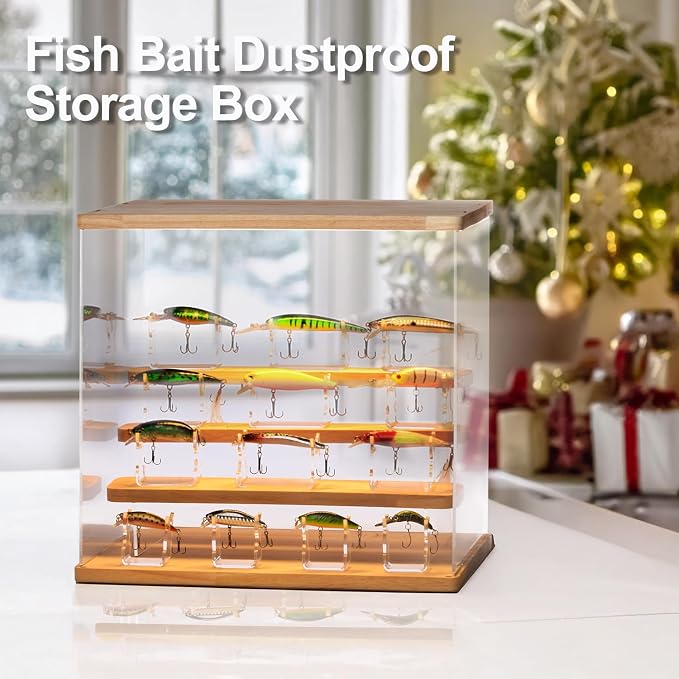 Fishing Lure Display Lure 13 Pack Stand LED Storage collectable Fishing Bedroom Decor Fishing Lure Display case led Display case collectable Fishing Room Decor