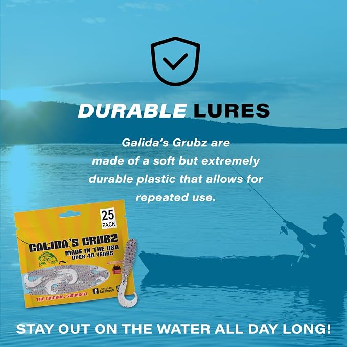 Galida's Grubz Soft Plastic Fish Bait Lures for Fishing | Fishing Bait Lure with Deep Ribs | Great for Beginners and Advanced Fishermen