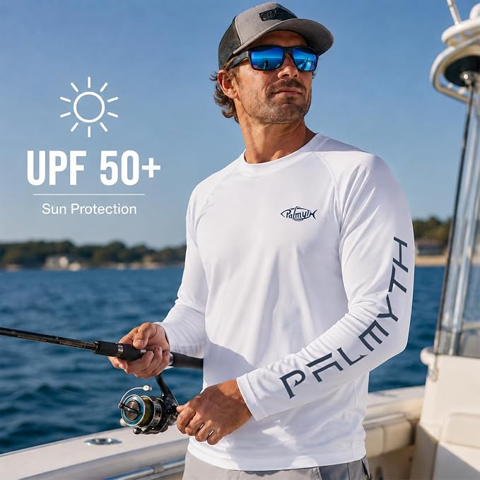 Palmyth Fishing Shirts for Men Long Sleeve UPF 50+ T Shirt Sun Protection Tee