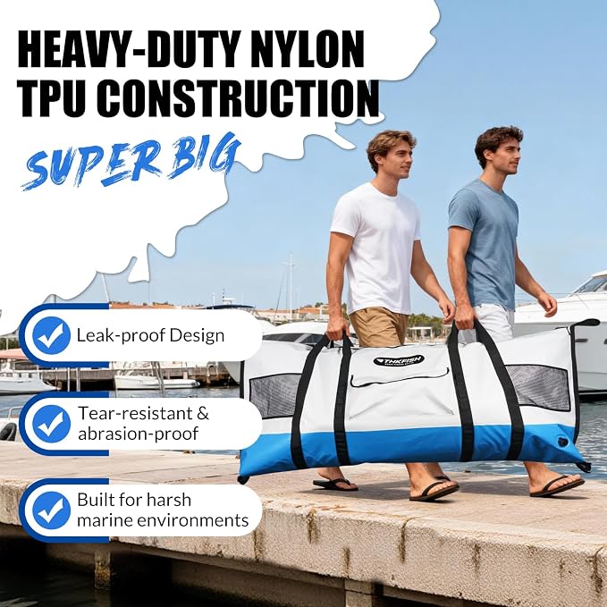 THKFISH Fish Cooler Bag Insulated Fish Kill Bag for Caught Fishing, 70in Waterproof Fishing Catch Bags with Smooth Water-Resistant Zipper Keep Ice-Cold & Fresh Over 48H