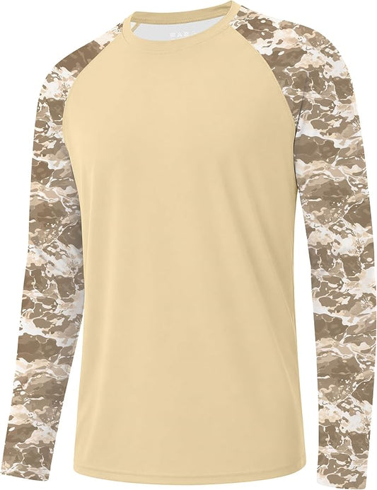 FISHEAL Men's Long Sleeve Fishing Shirts, UPF 50+ Camo Sun Protection Rash Guard, UV Shirt for Swimming Hunting Outdoor