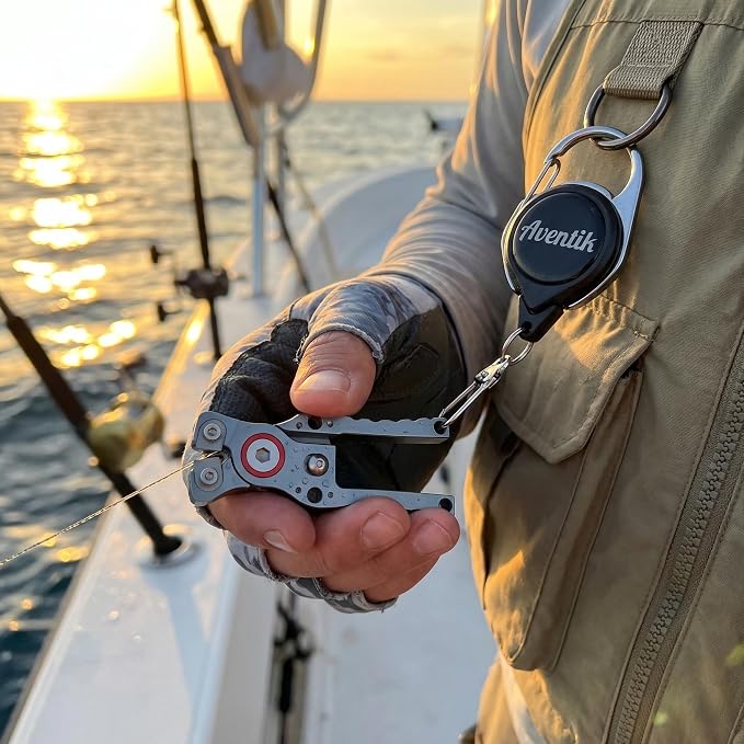 Fishing Line Cutter with Retractable Buckles, Tungsten Carbide Blade & Central Locking - Smooth, Corrosion-Resistant Cuts for Braid, Mono, Fluoro in Saltwater Fishing
