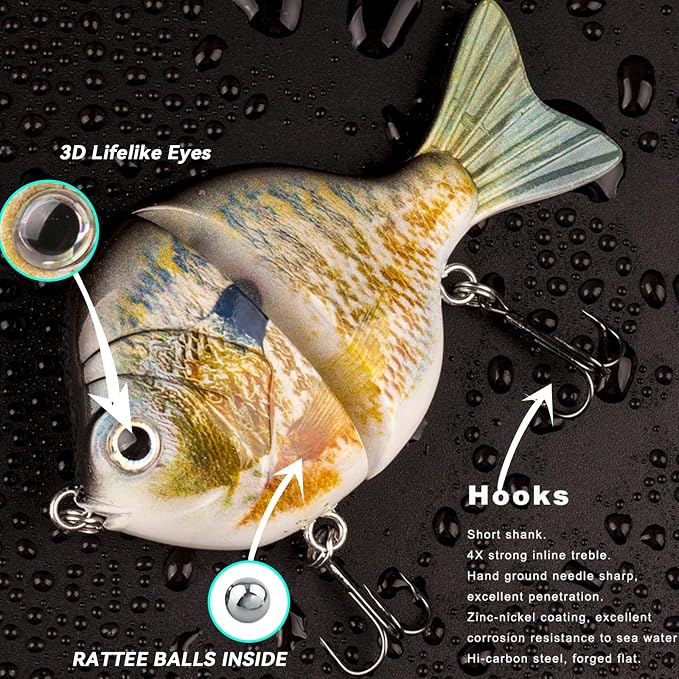 Glide Bait, Slow Sinking Swimbait, Topwater Hard Lures for Bass Catfish,Pike Perch, Freshwater or Saltwater