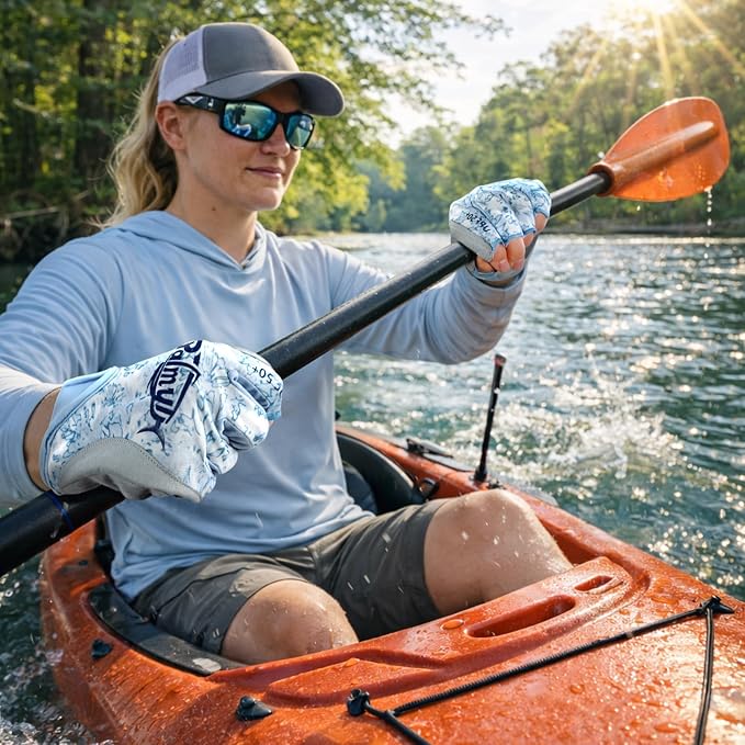 Palmyth UPF 50+ Fingerless Sun Fishing Gloves –UV Protection Lightweight Water Sports Gloves for Kayaking, Paddling & Canoeing