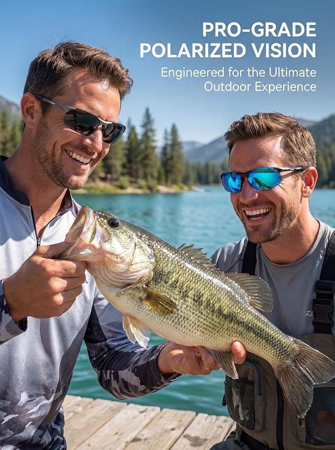 SIPLION Polarized Sunglasses Men Sports: UV Protection Ultra Light Al-Mg Metal Frame Ideal For Driving Fishing Running Golf