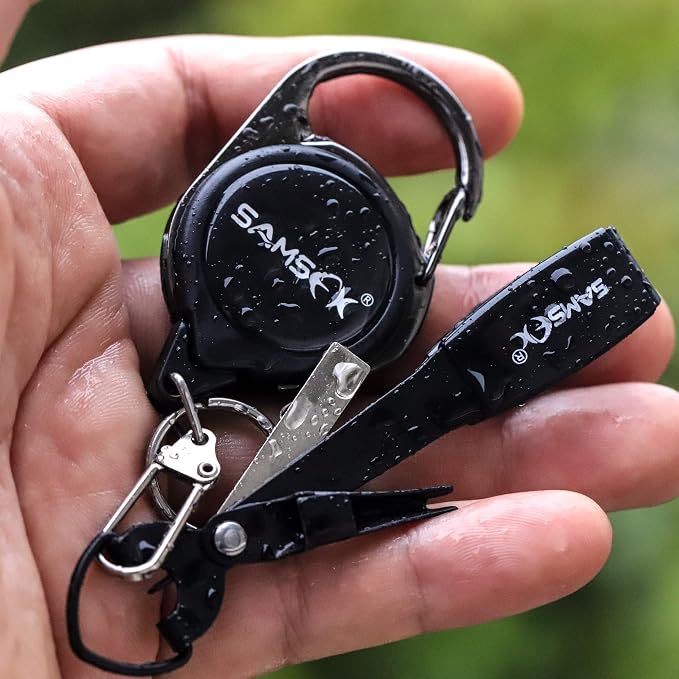 SAMSFX Fishing Knot Tying Tool, Multifunctional Fly Fishing Nippers with Retractor, Fishing Line Knot Tyer, Fast Tie Nail Knots, Tackle Box Accessory