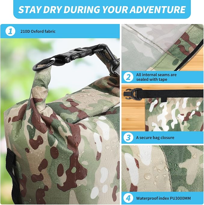 Dry Bags Waterproof Dry Sacks Small Lightweight Dry Bag with Strap for Paddle Board Kayaking Fishing Camping Hiking (20L)