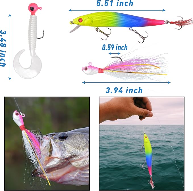 Saltwater Fishing Gear, 180pcs Saltwater Surf Fishing Tackle Kit Saltwater Fishing Lures Fish Finder Rigs Pompano Rig Pyramid Sinker Spoons Fishing Hooks Leaders Swivel Bobbers Various Accessories