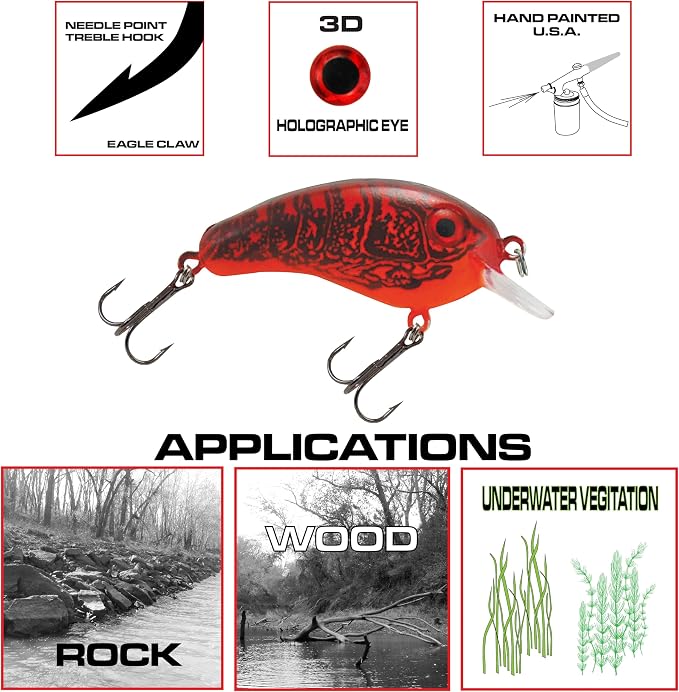 Luck E Strike Crappie Magic Crankbait (2 Inch Crappie Lure) Made in The USA
