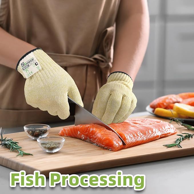 Schwer SlicePro ANSI A9 Cut Resistant Gloves, Food Grade Cutting Gloves for Kitchen Food Prep, Mandoline Gloves for Meat Cutting, Oyster Shucking, Fish Fillet Processing, PR1501, L