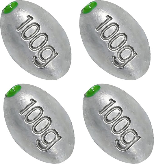 Egg Sinkers Bullet Fishing Weights Oval Shaped with Plastic Core Slip Sinkers for Catfish Fishing Casting Saltwater and Freshwater 1/5oz to 2oz