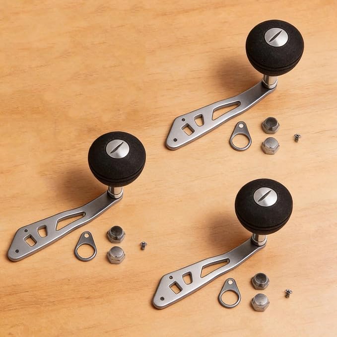 3 Pcs Fishing Reel Handle Replacement Parts, Sturdy Power Handle Knob Set for Repairing Baitcasting, Drum, and Conventional Reels. Provides Comfortable Grip for Smooth Cranking.