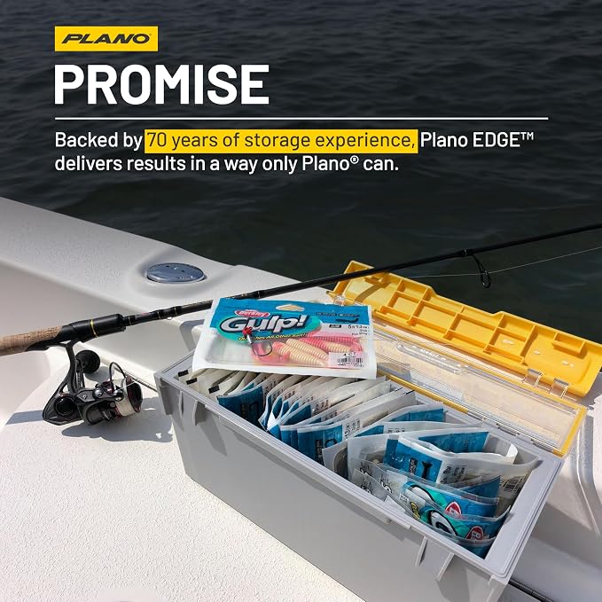 Plano EDGE Premium Plastics and Bulk Tackle Utility Box, Clear and Yellow, Rust-Resistant, Waterproof Bulk Premium Storage Organizer for Plastic Tackle